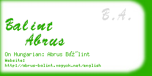 balint abrus business card